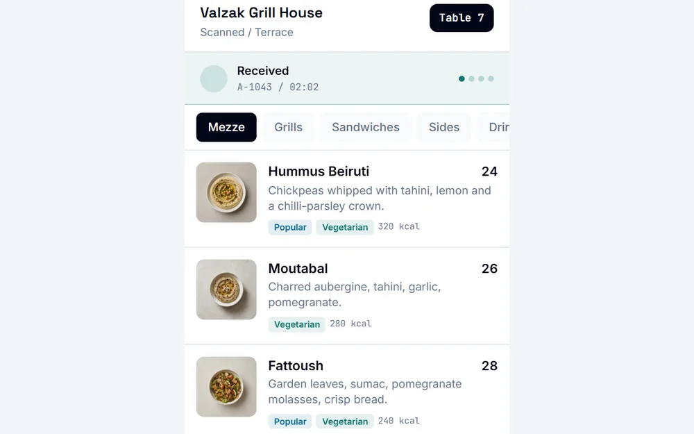 QR Menu & Order at Table